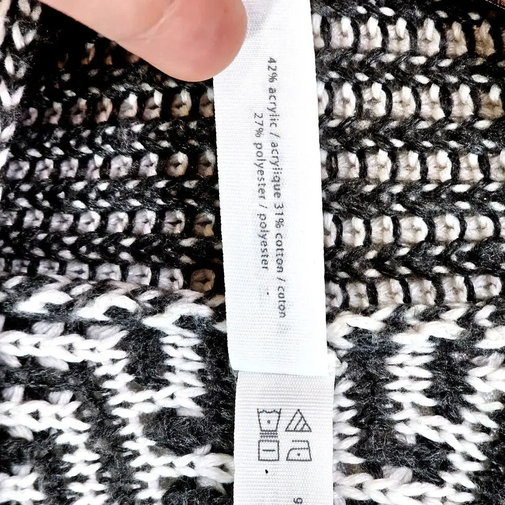 Aeropostale Women's Black White Cardigan Sweater Cable Knit Open Front Size S/P - Picture 5 of 7